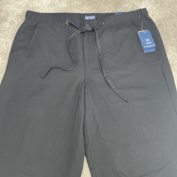 IZOD Womens Sz 14 (36 x 33) Drawstring Pants Black Pockets Straight Leg Casual - Picture 4 of 7